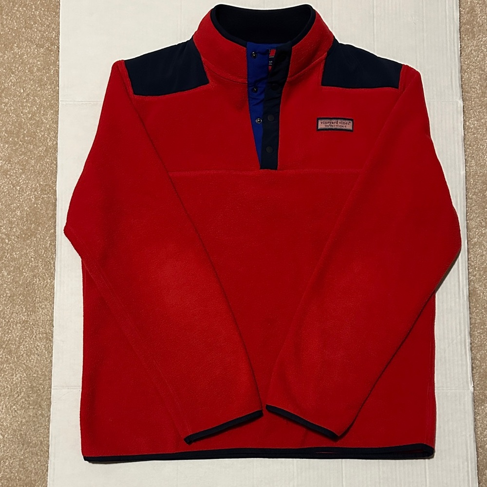 Vineyard Vines Red and Navy The Shep Shirt Fleece Men’s Pullover